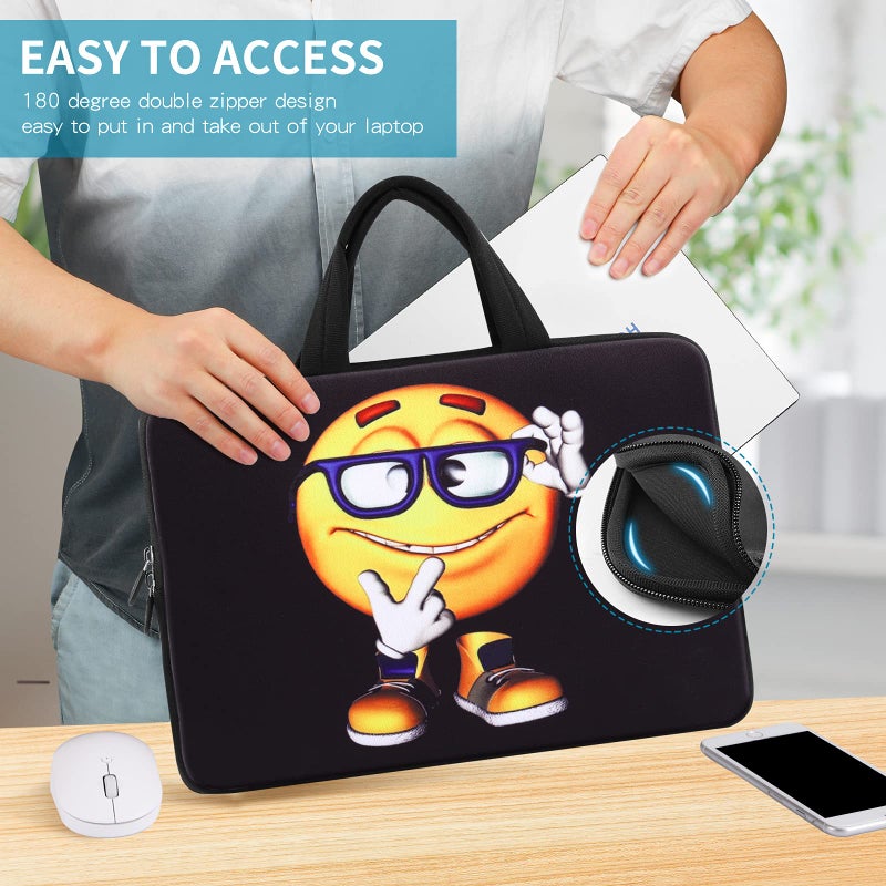 iColor 14 15 15.4 15.6 inch Laptop Handle Bag Case Pouch Holder Notebook Sleeve Neoprene Cover Soft Carring Travel Case for Chromebook 14 15 MacBook Cute Boy ICB-06 - Image 4